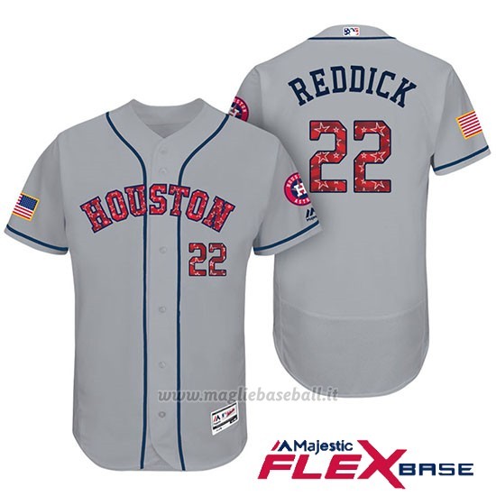 Maglia Baseball Uomo Houston Astros 2017 Estrellas y Rayas Josh Rossodick Grigio Flex Base